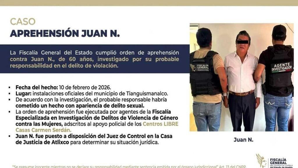 Por violación, vinculan a proceso al edil de Tianguismanalco
