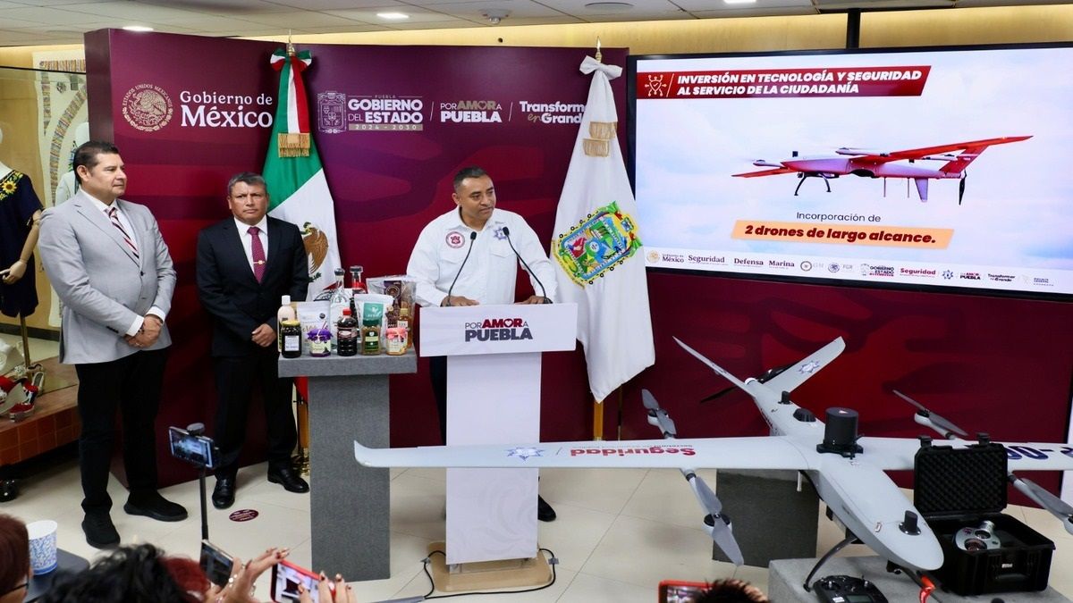 Helicóptero drones vigilancia aérea Puebla