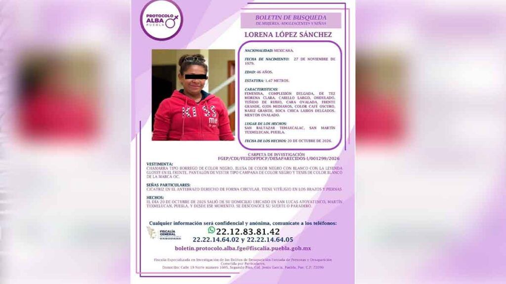 Hallan sin vida a Lorena López, mujer desaparecida en San Martín Texmelucan